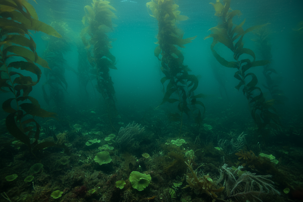 dark green under sea seaweed and algae no fish